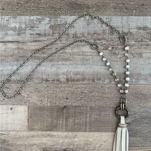 Silver and White Tassel Necklace
